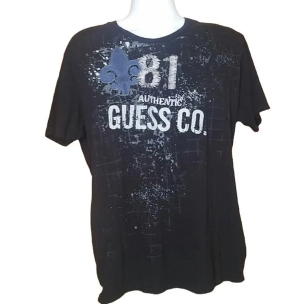 GUESS Vintage Distressed Y2K Black T Shirt Mens Size XXL - Picture 12 of 12